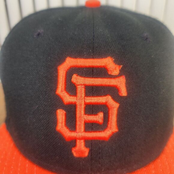 SF Giants New Era 59fifty USA Made Fitted 7 1/8" On Field Hat Cap Black Orange - Picture 3 of 10